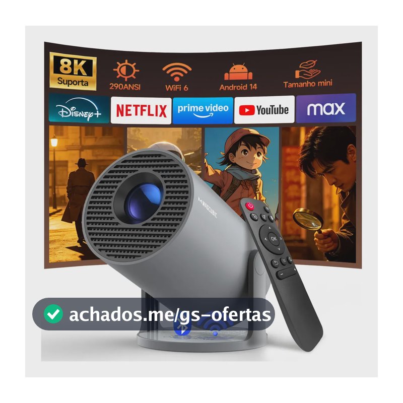 Projetor Magcubic HY300PRO Smart Mini LED Android 14 8K Wi-Fi 6 e Bluetooth 5.4 para Cinema em Casa Allwinner H726