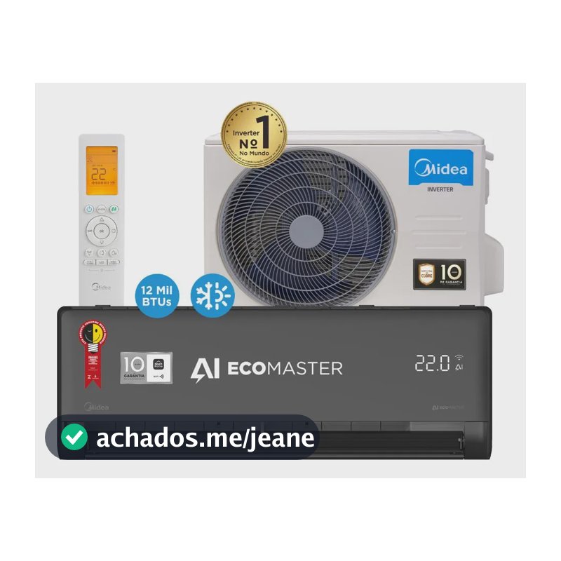 Ar Condicionado 12k Btus Hw Inverter Midea Qf Ecomaster 220v Preto