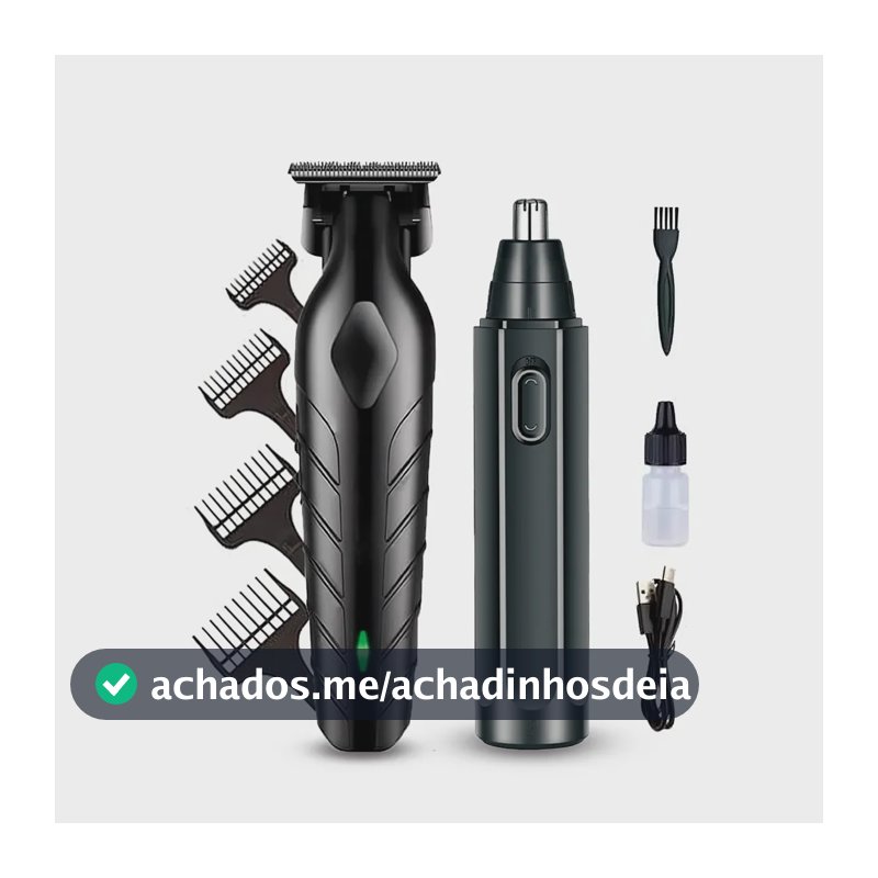Máquina De Corte Acabamento Profissional Com Aparador De Nariz Cabelo Pelo Barbear Maquininha Detalhes Sem Fio Preto Catálogo
