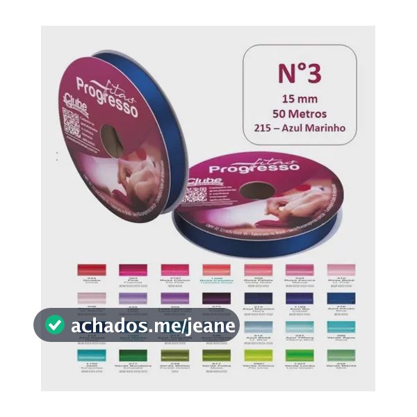 Fita De Cetim Nº 3 50 Metros X 15mm Progresso Rolo 1 Unidade Cor 215 - Azul Marinho