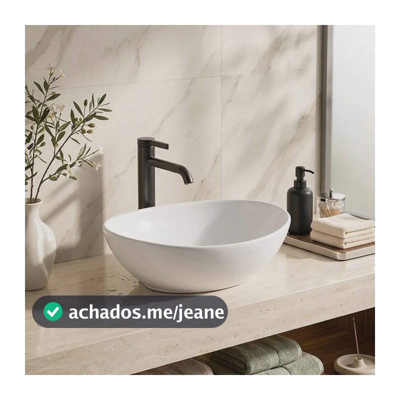 Cuba Oval Para Banheiro Ducaly 41x34cm Em Cerâmica Branca De Alta Qualidade Com Design Moderno Acabamento Esmaltado Fácil Limpeza Para Lavabo