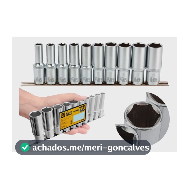 Jogo De Soquetes Pito Longos Sextavado 1/2 10 A 22mm 10 Pçs Prateado