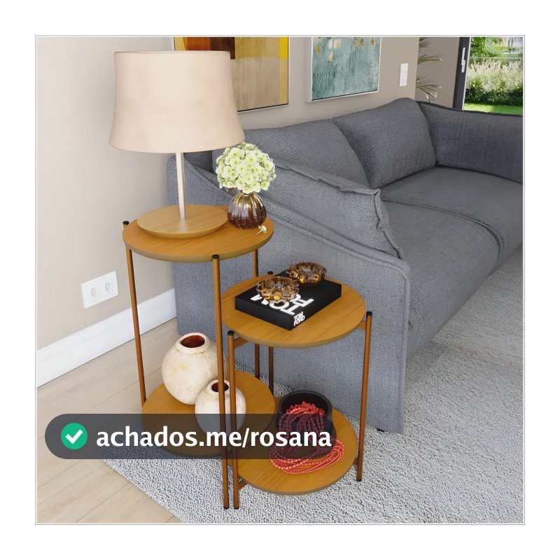 Conjunto de Mesa Lunis Nature com Pés de Ferro Bronze Ofertamo