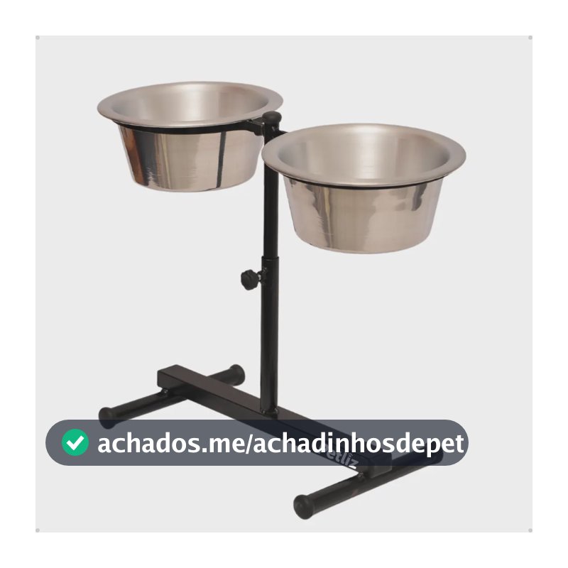 Comedouro Elevado Alto Pote Para Ração Regulável Médio Preto