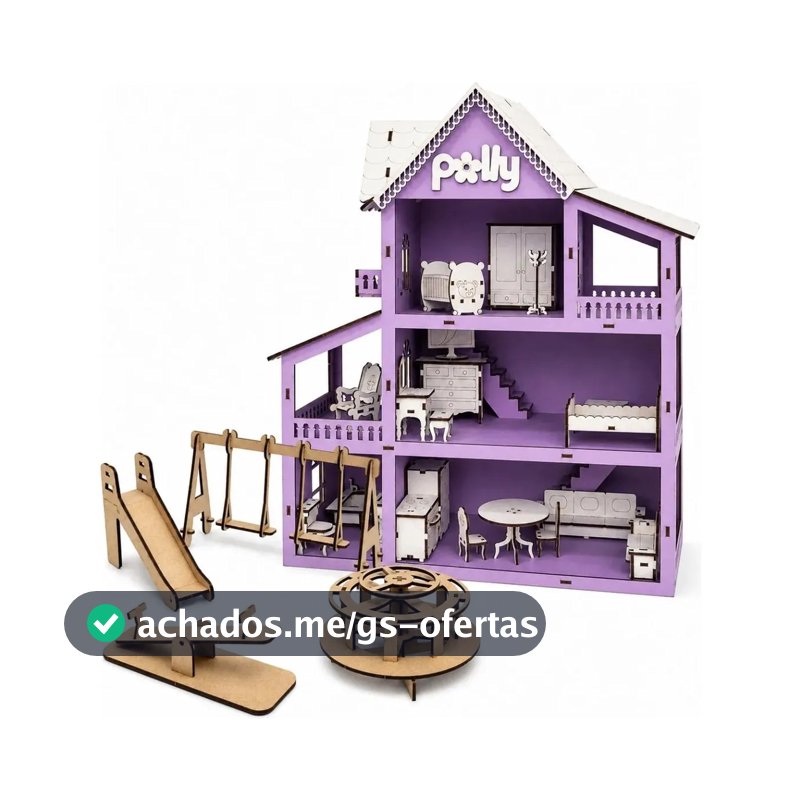 Grupo Paraíso Mdf kit casinha boneca 19 moveis vom parquinho postagem cor lilás