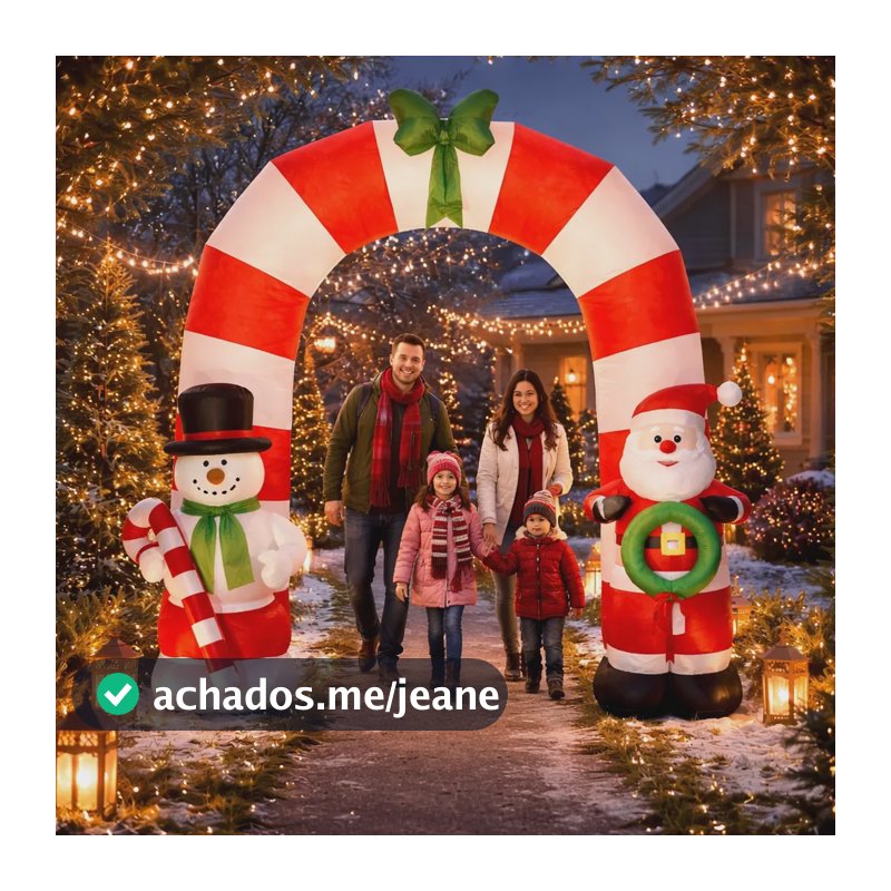 Arco Iluminado Led Natal Inflável Papai Noel 2,5m Bivolt Colorido 127/220v
