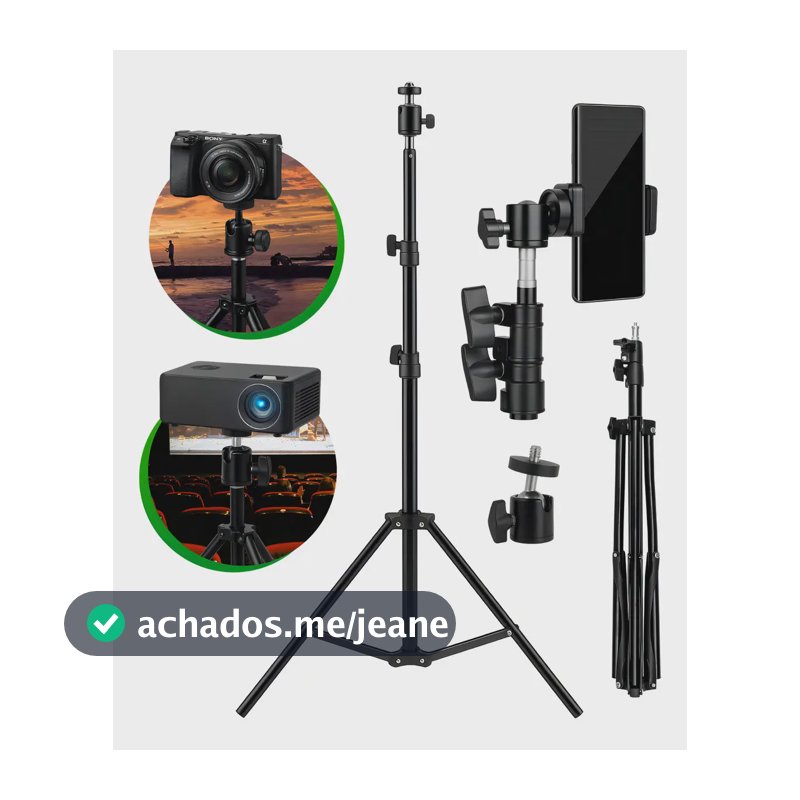 Tripé Profissional Para Celular E Câmera Pedestal 2,1m Suporte Horizontal E Vertical