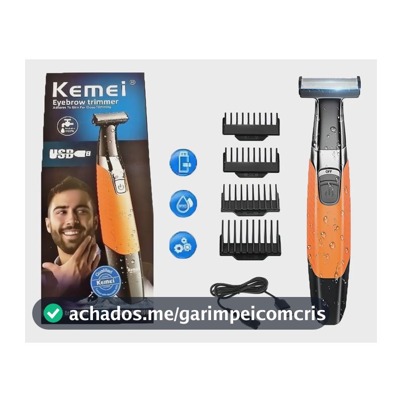Maquina Kemei Barbeador Km-1910 Usb A Prova Dágua