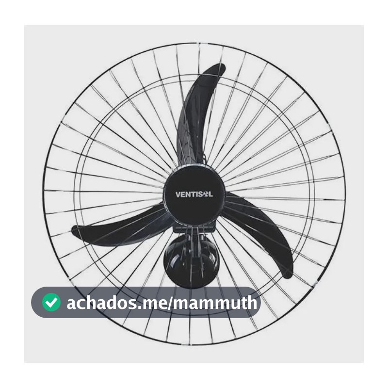 Ventilador De Parede New Ventisol Comercial 60cm Com 3 Pás Estrutura Preto Pás Preto