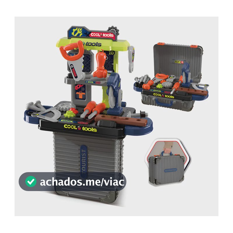 Bancada de Ferramentas Infantil 3 em 1 Maleta 31 Peças Maxi Toys