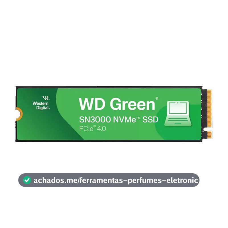 SSD 1TB M.2 NVMe PCIe 4.0 Western Digital Sn3000 Velocidade de Leitura e Gravação 5000/4200 MB/s WDS100T4G0E-00CPS0