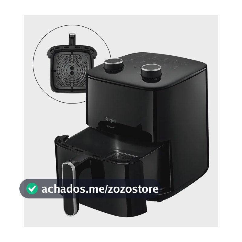 Fritadeira Air Fryer Prática Fry 3,7l 1400w Preta Grelha Removível Sem Óleo