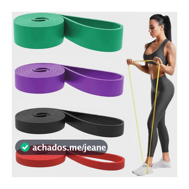 Kit 4 Faixas Elásticas Treino Elásticos Super Band 4 Intensidades Forte Power Band Exercício Fitness Resistência Para... Preto