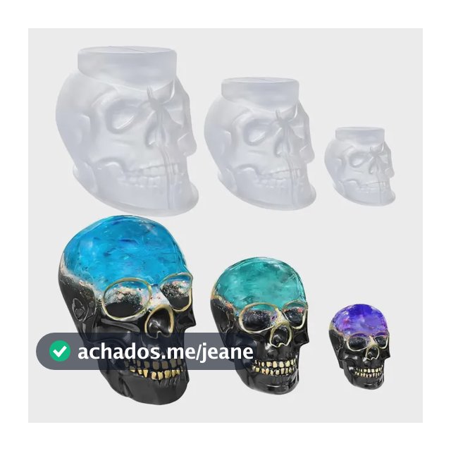 Kit 3 Moldes De Silicone Caveira 3d Resina Vela Sabonete Transparente