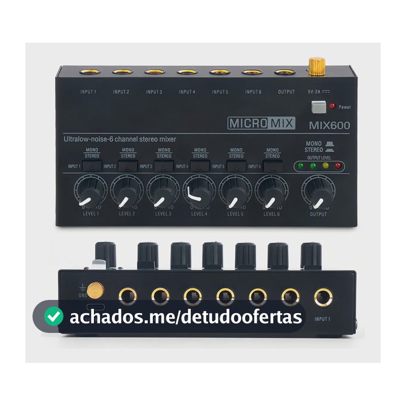 Mixer Linha Estéreo De 6 Canais, Saídas/entradas Ts/trs 1/4 Cor Preto