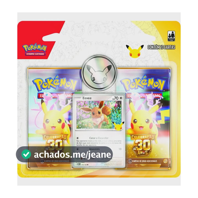 Blister Duplo Pokemon Celebração De 30 Anos Eevee 13 Cartas Português