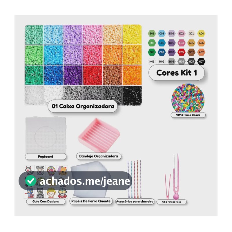 Kit Hama Beads 10.000 Peças 24 Cores Miçanga De 2,6mm Pinças Kit Cor 1