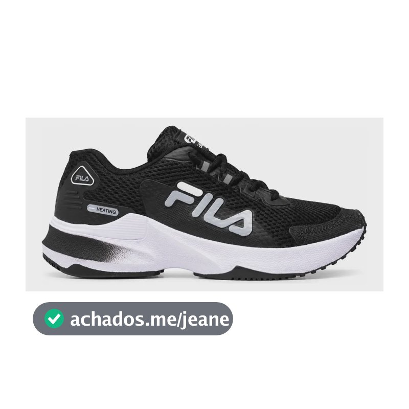 Tênis Fila Academia Corrida Caminhada Heating Leve Macio F Preto Branco 41 Br