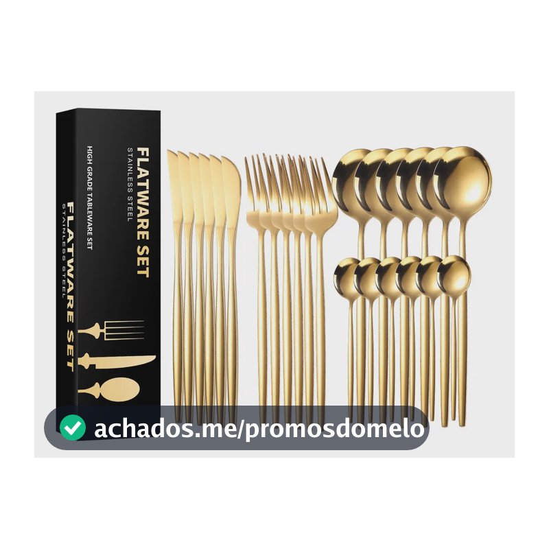 Belifou Kit Faqueiro Dourado 24 Peças Jogo De Talheres Aço Inoxidáve