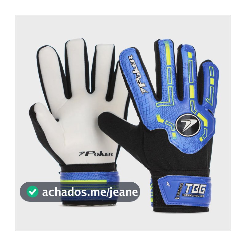 Luva Futebol Goleiro Infantil Firme Látex Punho Ajustável Azul 6