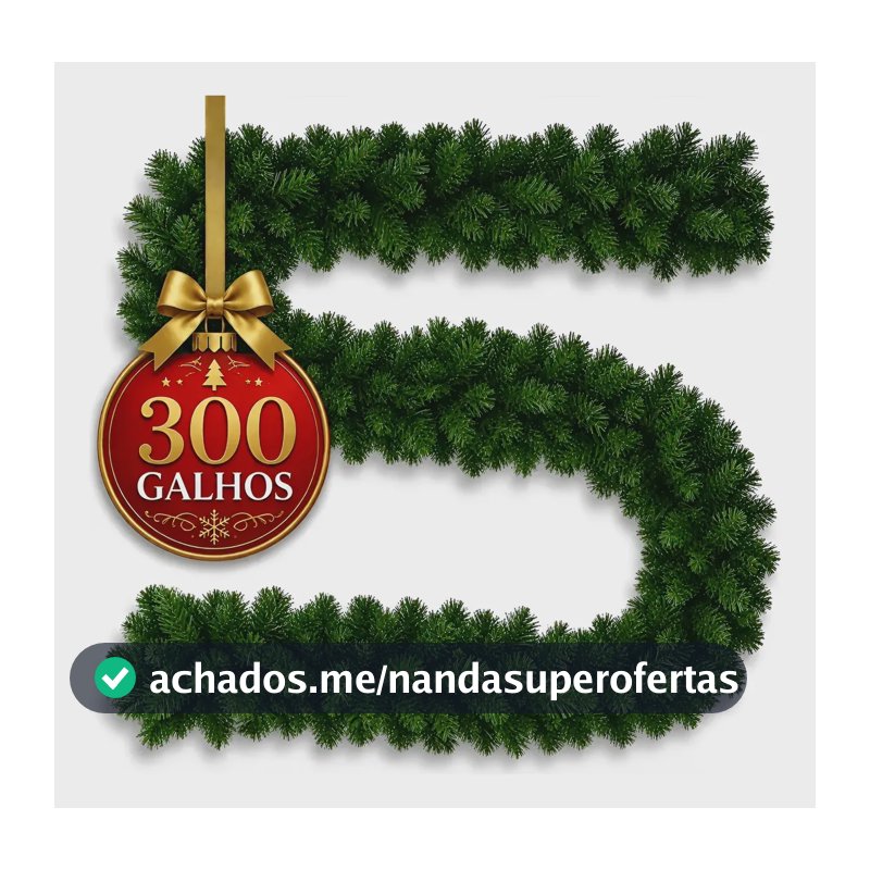 Festão 300 Galhos Natal Aramado Grosso 270cm Premium Cheio Verde Festão Decoração Natalina