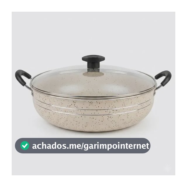 Frigideira Wok Silver Lines Antiaderente Com Alças + Tampa.