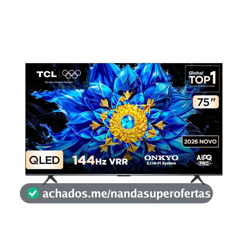 Smart TV TCL 75 Polegadas QLED 4K P8L WiFi Bluetooth Google TV HDR10+ 144 Hz VRR 75P8L