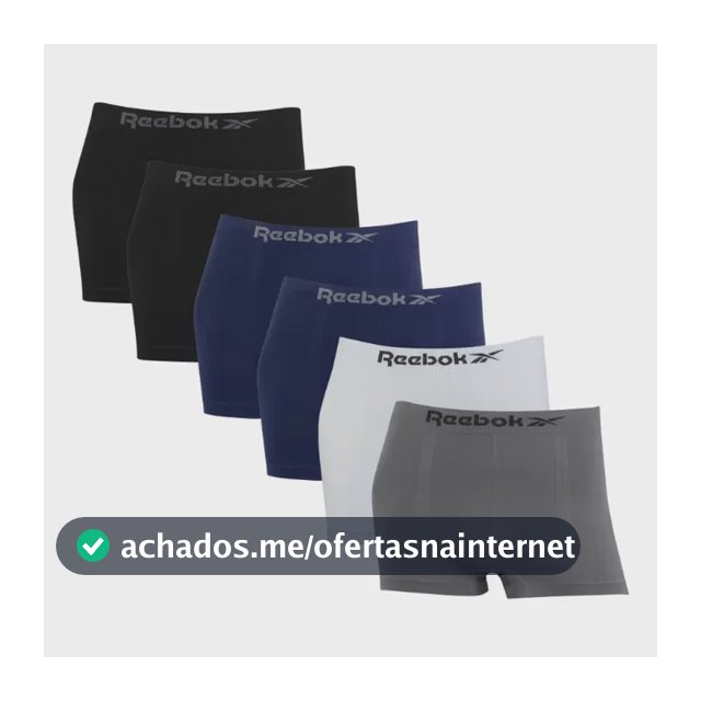 Kit 6 Cuecas Boxer Reebok Classic Microfibra Sem Costura