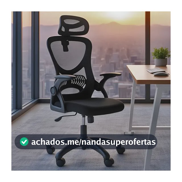 Cadeira de Escritório Giratória HomeNow Columbus Presidente Preta com Tela Mesh