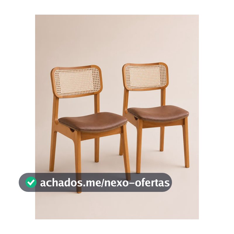 Kit 2 Cadeiras Sala De Jantar Madeira Maciça Couro Courino Couro Ecológico Amêndoa Caramelo