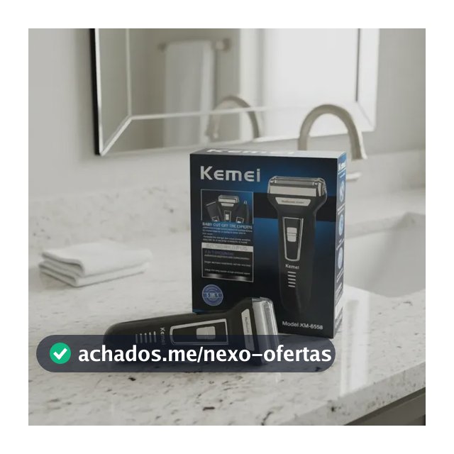 Aparador Barbeador Kemei KM-6558 Recarregável Sem Fio 3 em 1 Bivolt Preto