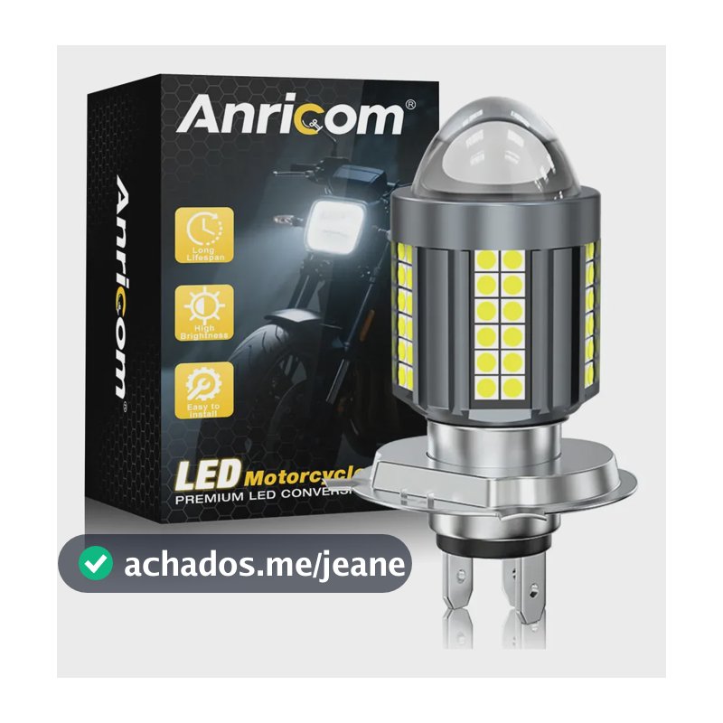 6500k Lampada Led H4 Projetor 360o Moto Carro Un H4 Cinza Alto E Baixo Brancos
