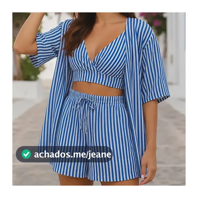 Kit Conjunto Kimono Cropped Saída Praia Short Moda Verão Top