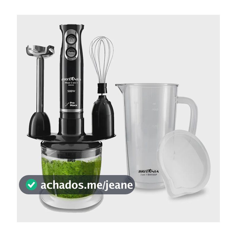 Mixer Britânia Bmx400p 3 Em 1 500w Turbo Com Jarra Preto 127v