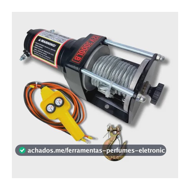 Guincho Elétrico 3000lb 1361kg Cabo De Aço Para Quadriciclo Jeep - 8x Tech