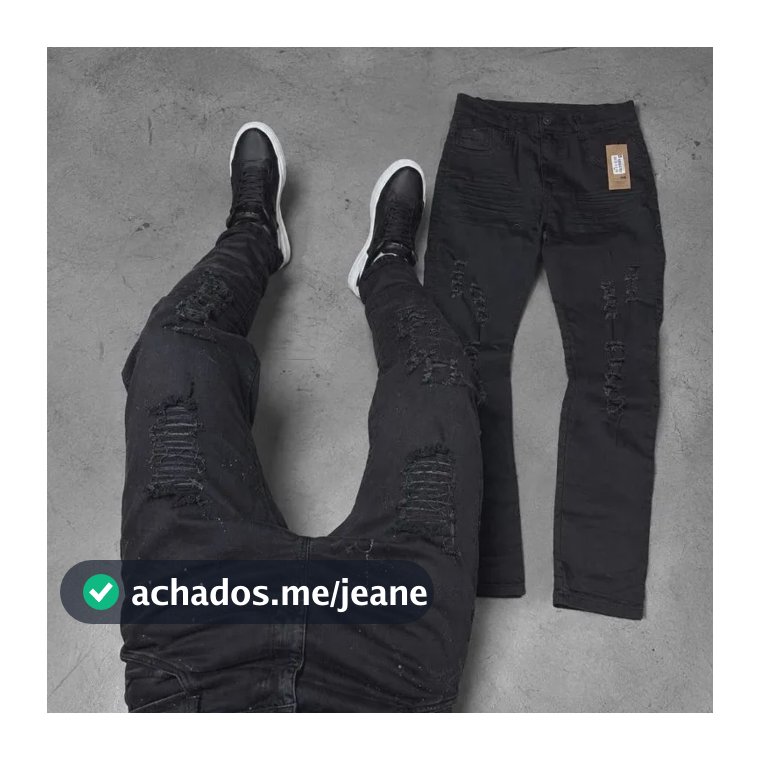 Calça Jeans Preta Rasgado Drip Usa Slim Jogador Skinny Sow Preto Rasgado 40