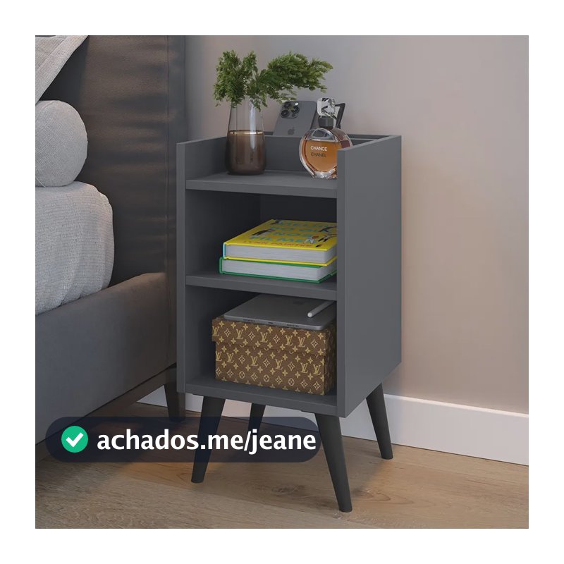 2 Criado Mudor C/ Gaveta E Prateleira Maravilho Quarto Decor Acabamento Fosco Cor Kit Max Cinza