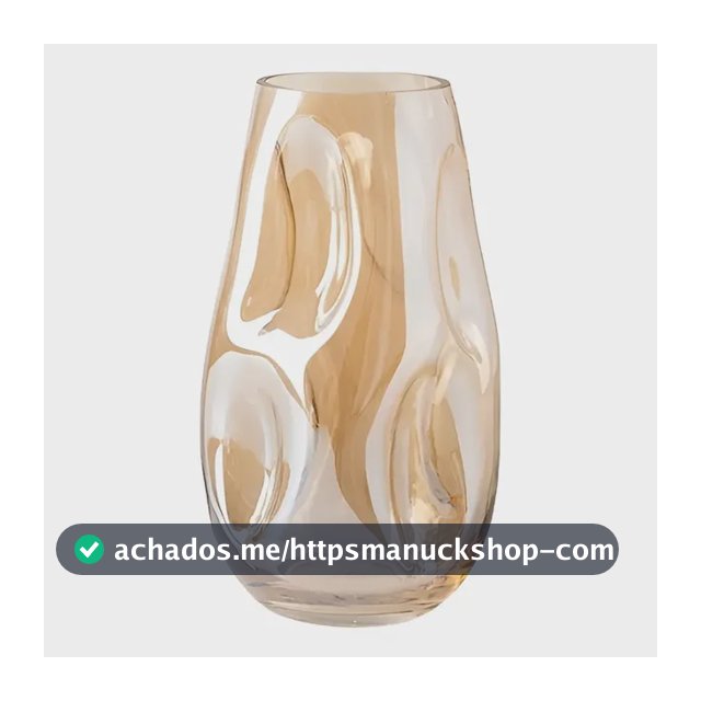 Vaso De Vidro Grosso Primeira Linha Forma Irregular Âmbar Ebenezer