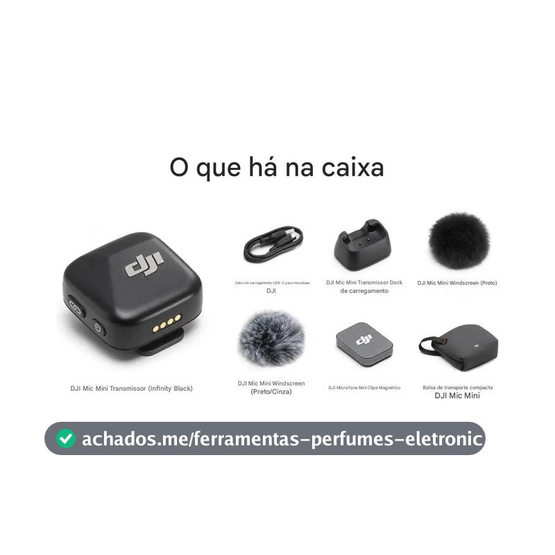 Microfone Dji Mic Mini Transmissor Clip On Bluetooth Cor Preto