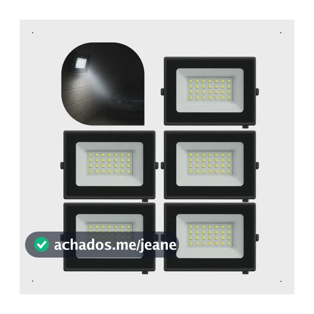 Kit 5 Holofote Refletor Led Eco Pro 100w C/ 3 Opções De Luz