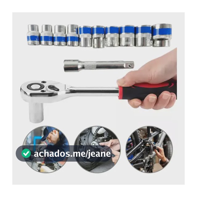 Jogo Sextavado Soquete 1/2 Com Catraca 12 Pcs E Extensão Azul-aço