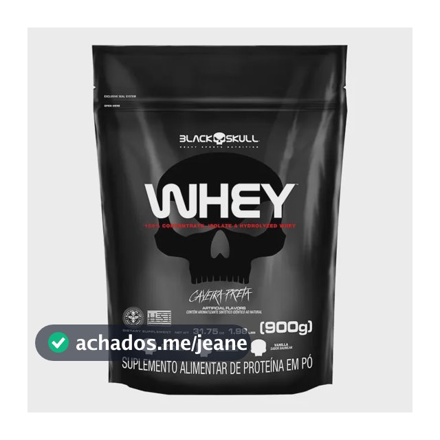 Whey Protein Refil Black Skull - 900g (wpi, Wpc, Wph) Caveir
