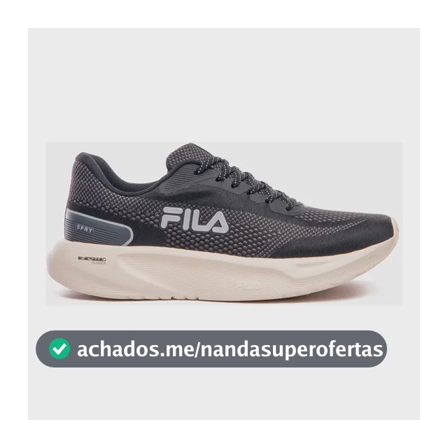 Tênis Fila Masculino Spry Esportivo Treino Corrida Academia Preto/grafite/cinza Mesh 39