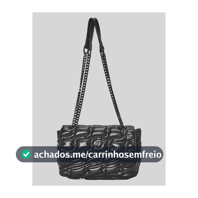 Bolsa Shoulder Bag Colcci Feminina Poliuretano 090.01.12196 Preto Liso Ouro Dourado