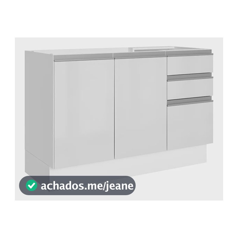 Armário Balcão Pia Madesa Acordes 100 Mdf 120cm Portas Branco Brilho G2412409