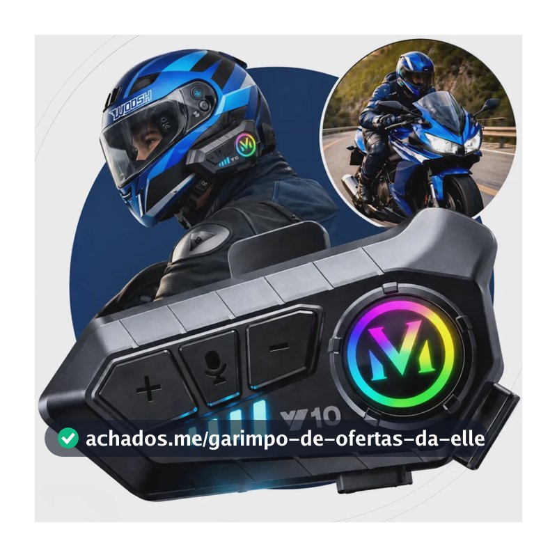Fone De Ouvido Para Capacete Intercomunicador Bluetooth Headset Rgb Sem Fio Música GPS Chamadas Handsfree Alta Potência Woosh