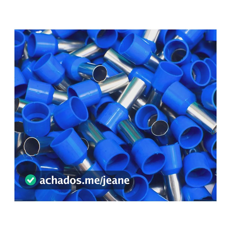 200x Terminal Tubular Ilhos 2,5mm Pre Isolado (200pçs) Terminal Tubolar Ilhós Azul 2.5mm