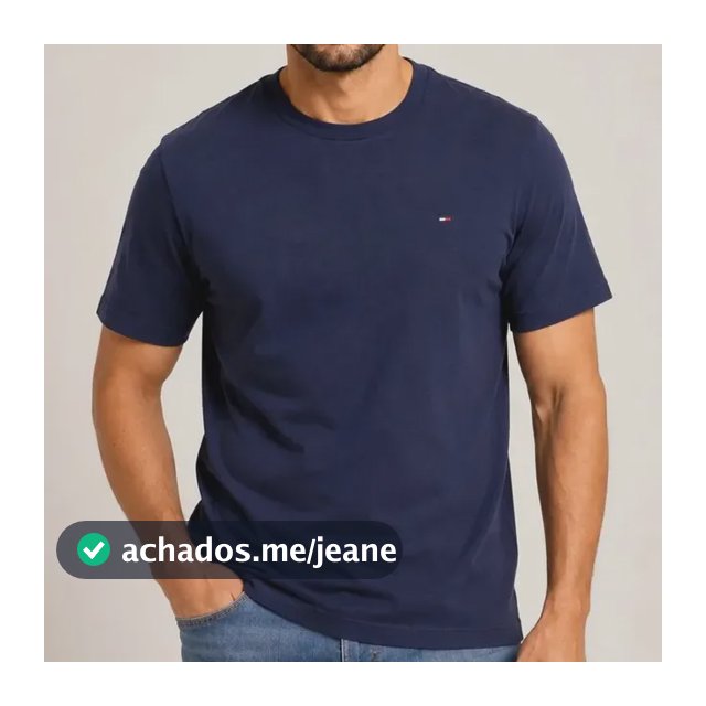 Camiseta Tommy Hilfiger Masculina Slim 100% Algodão Azul