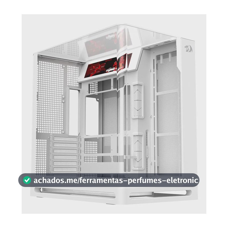 Gabinete Gamer Redragon Wideview Pro Curvo Bro C/ Lcd 9.16'' Branco