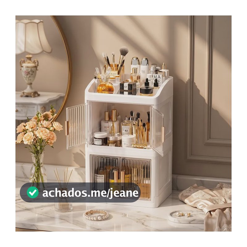 Estante Organizadora De Maquiagem Cosmeticos 2 Andares Branco-duas Camadas